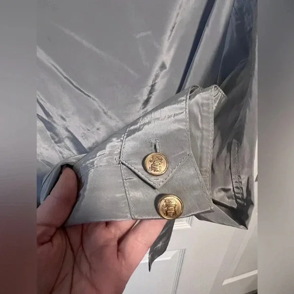 Vintage | Versace  Double Zipper Silver Half-Zip Jacket | Size L (approx) - Picture 8 of 10